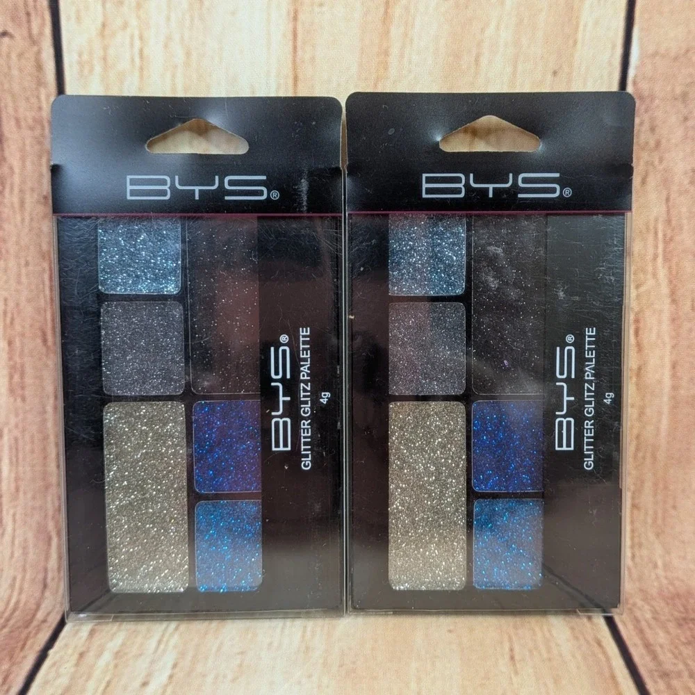 2 PK BYS Glitter Glitz 6 Pan Eyeshadow Palette Azure Blaze Eye Creme